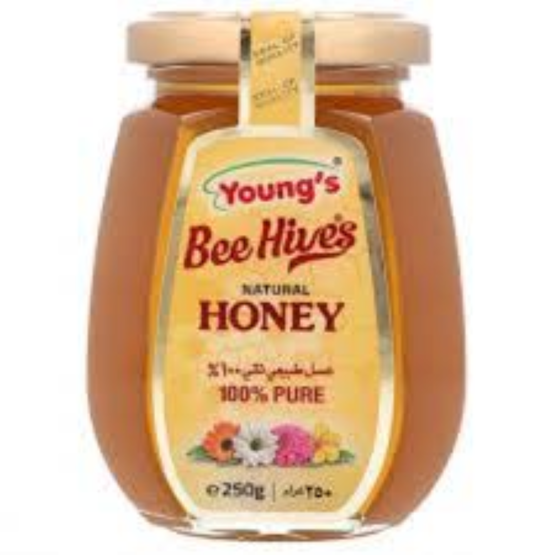 YOUNGS BEEHIVES NATURAL HONEY 250G SQUEEZE